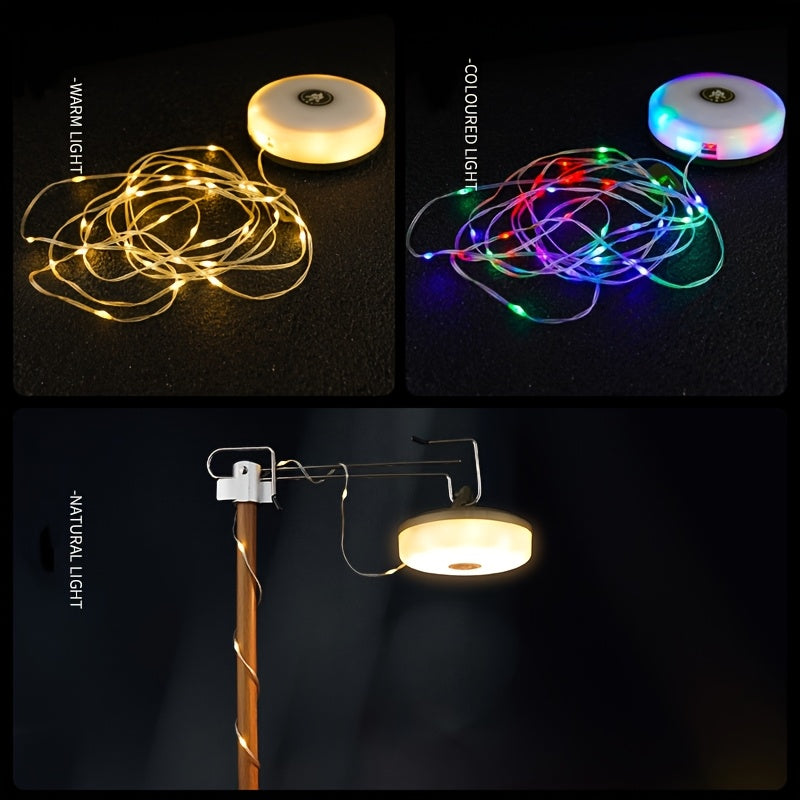 Camping Light String, 2-in-1 Outdoor Portable USB Charging Light String
