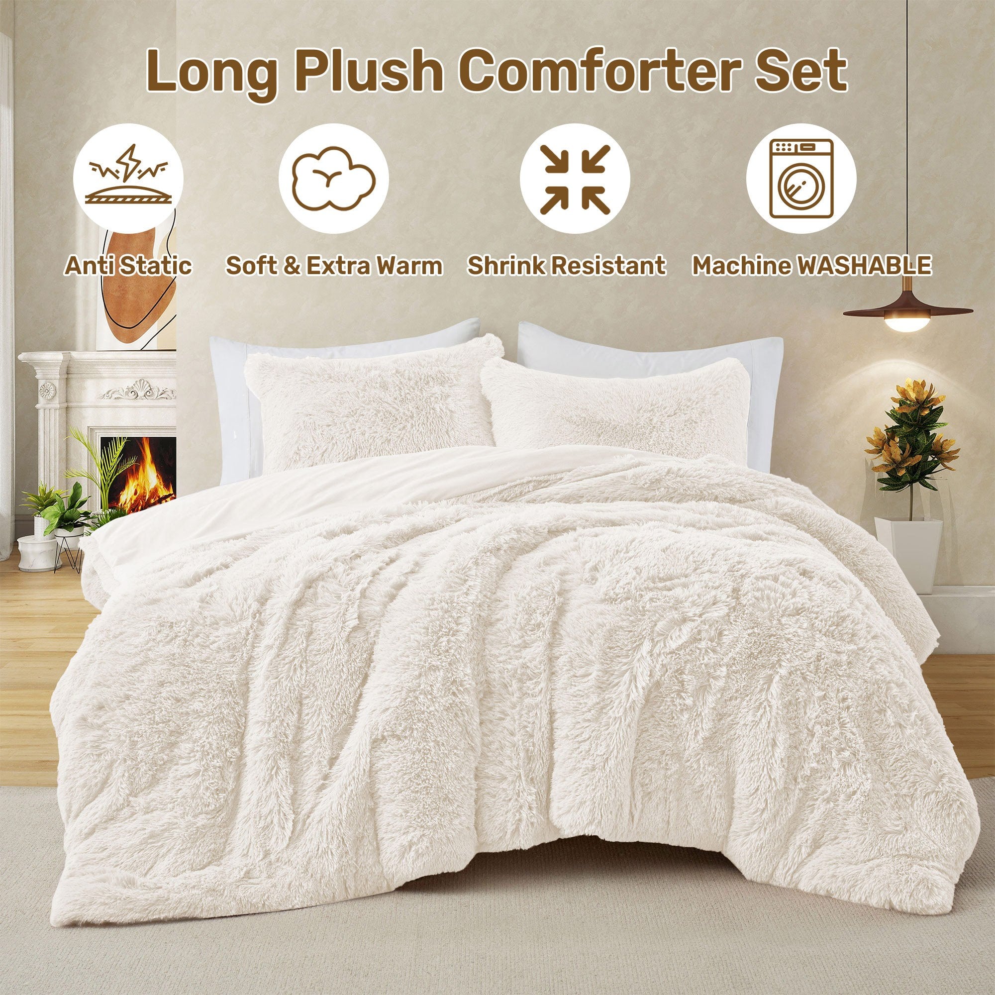 Super Warm Ultra-Plush Comforter Set Anti-Static- 3PC
