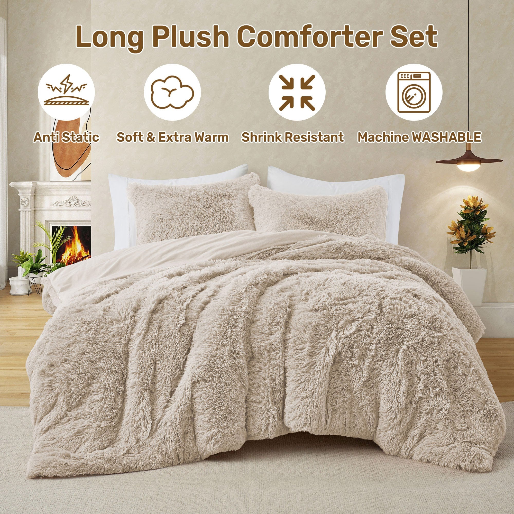 Super Warm Ultra-Plush Comforter Set Anti-Static- 3PC