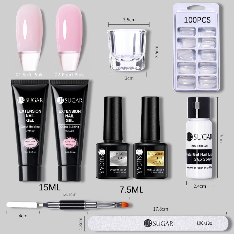 Extension Nail Gel Set with Full Manicure Kit