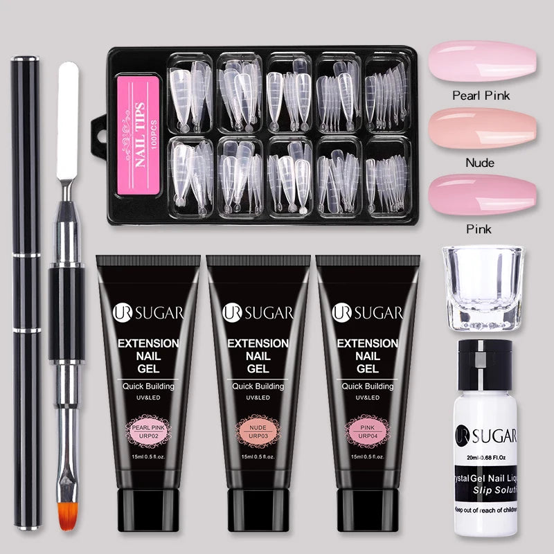 Extension Nail Gel Set with Full Manicure Kit