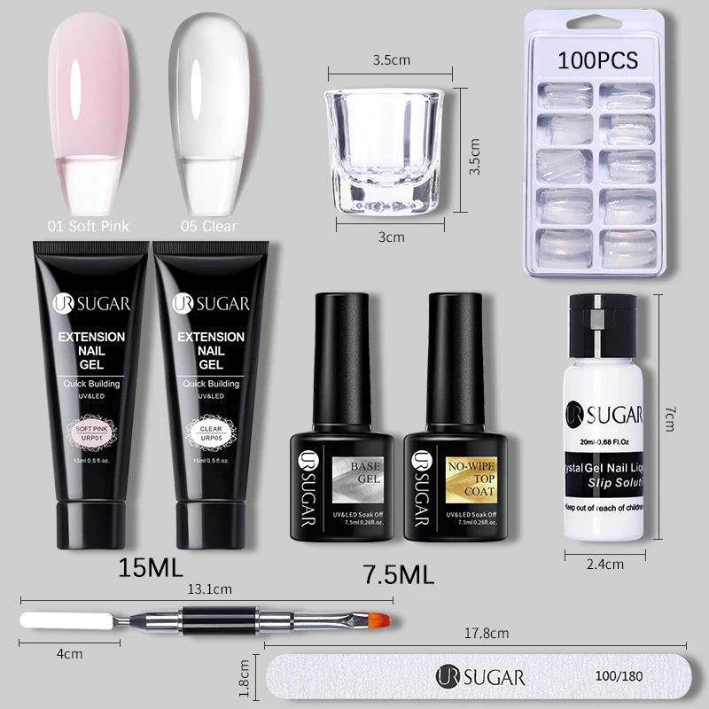 Extension Nail Gel Set with Full Manicure Kit
