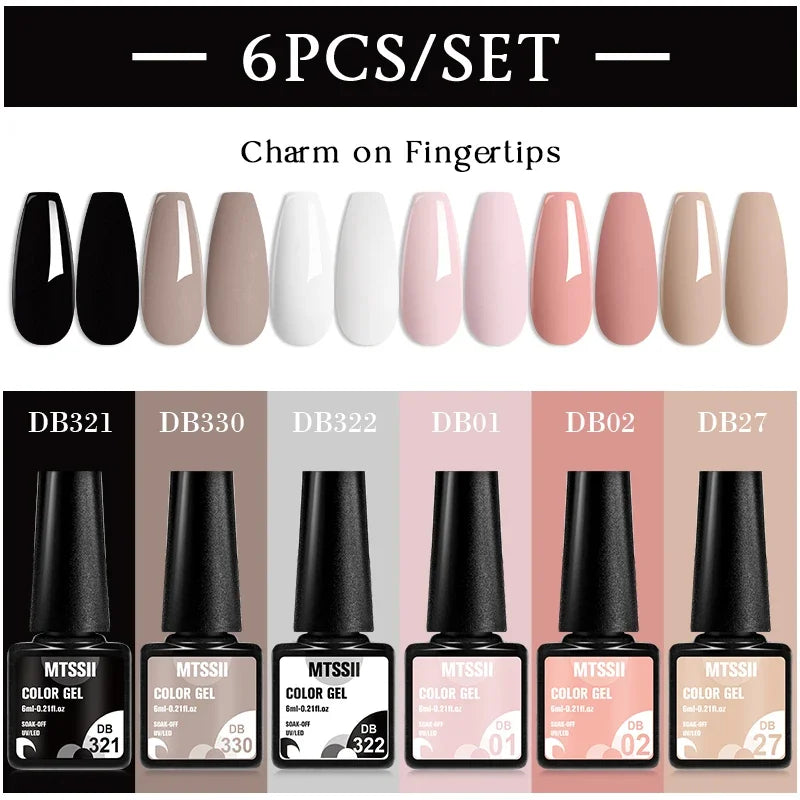 Sparkly LED UV Nail Gel Polish Manicure Kit 6PCS/Set