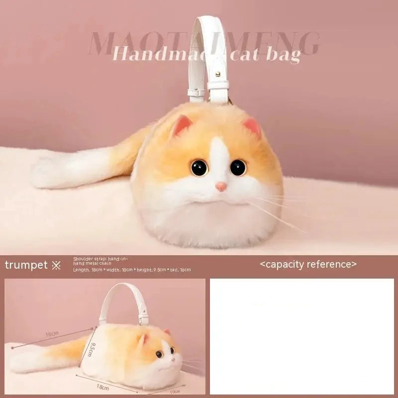Soft Hand Made Plush Cute Cat Hand Bag