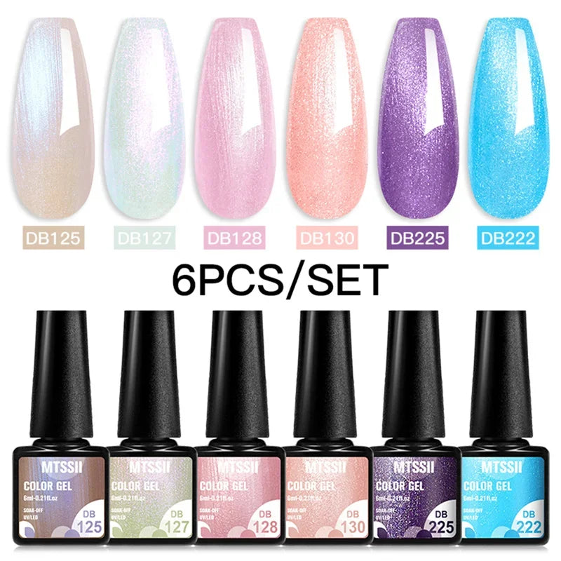 Sparkly LED UV Nail Gel Polish Manicure Kit 6PCS/Set