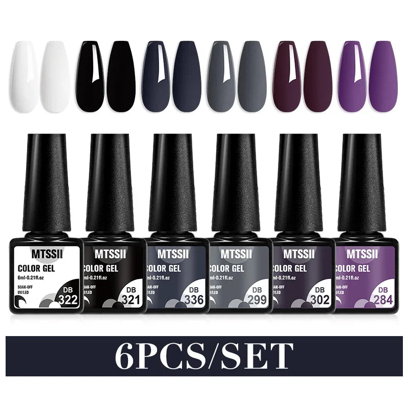 Sparkly LED UV Nail Gel Polish Manicure Kit 6PCS/Set