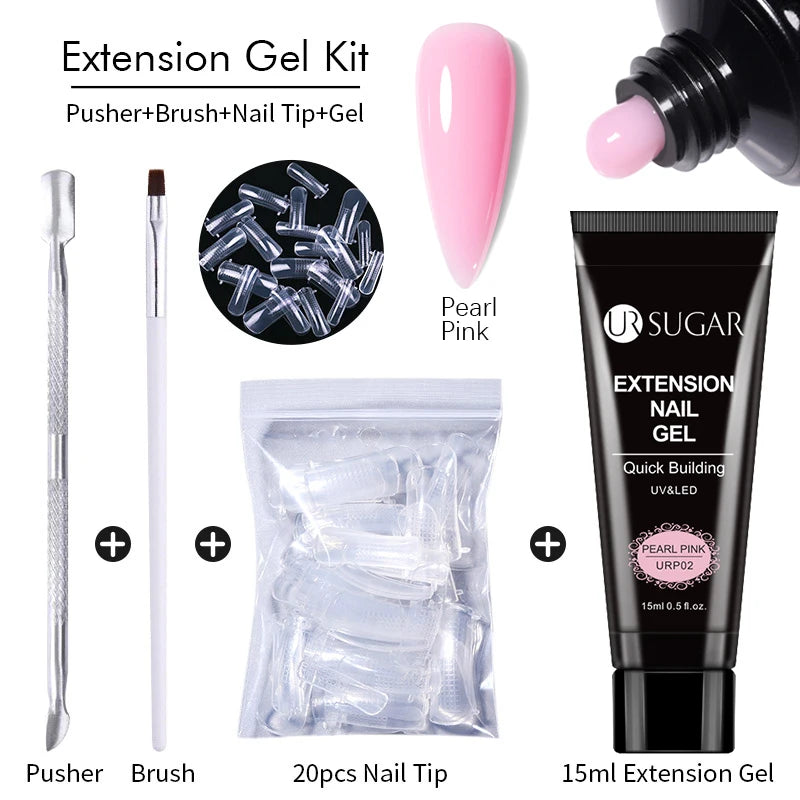 Semi-Permanent UV Hard Nail Extension Gel Varnish Set