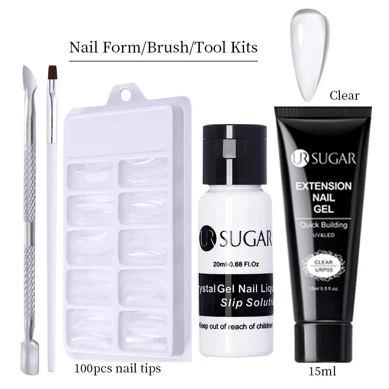 Semi-Permanent UV Hard Nail Extension Gel Varnish Set