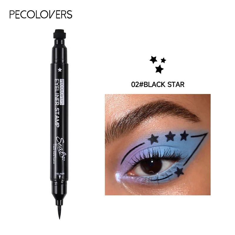 Long-lasting Black Star Liquid Eyeliner Stamp Pencil 2 in 1 Waterproof