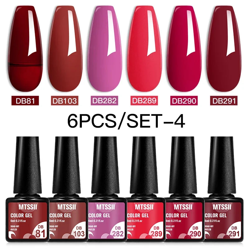 Sparkly LED UV Nail Gel Polish Manicure Kit 6PCS/Set