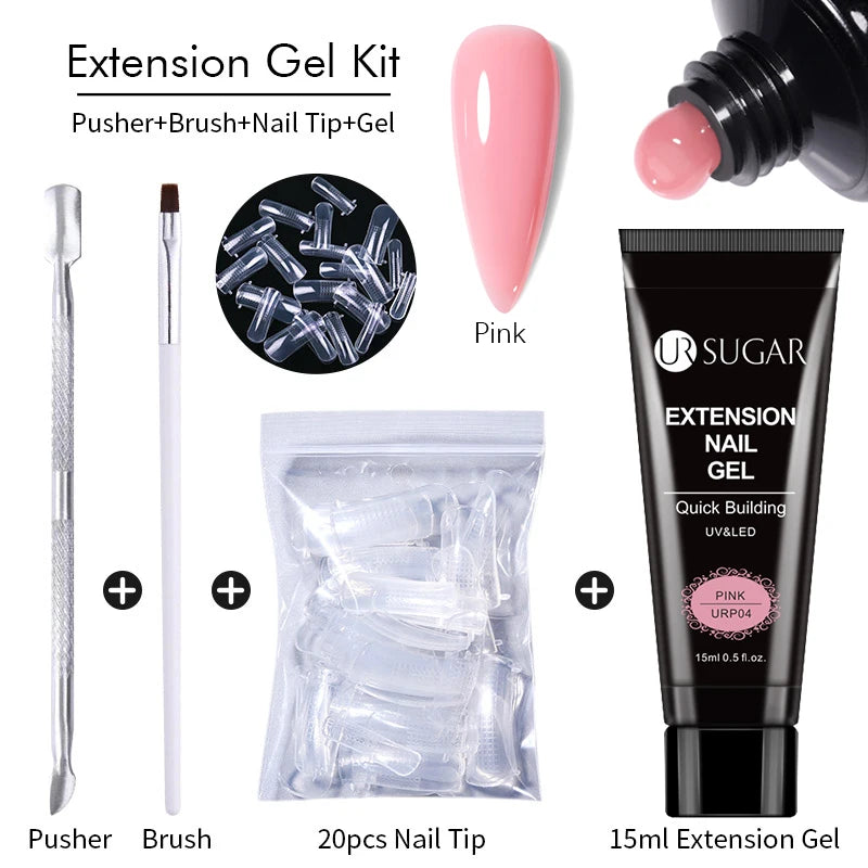 Semi-Permanent UV Hard Nail Extension Gel Varnish Set