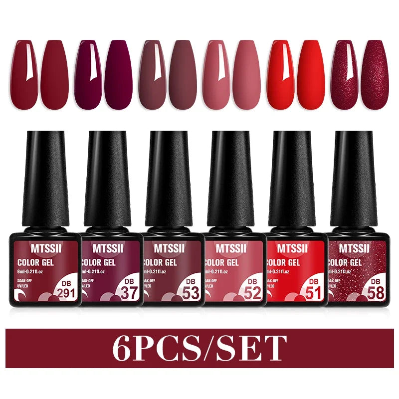 Sparkly LED UV Nail Gel Polish Manicure Kit 6PCS/Set