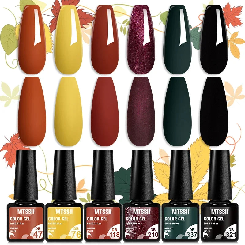 Sparkly LED UV Nail Gel Polish Manicure Kit 6PCS/Set