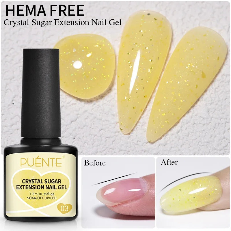Glitter Poly Nail Gel Hema Free Semi-Permanent UV Nail Varnish