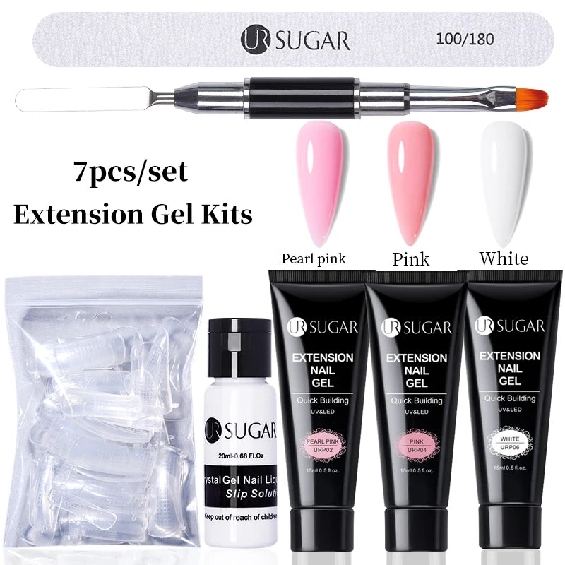 Semi-Permanent UV Hard Nail Extension Gel Varnish Set