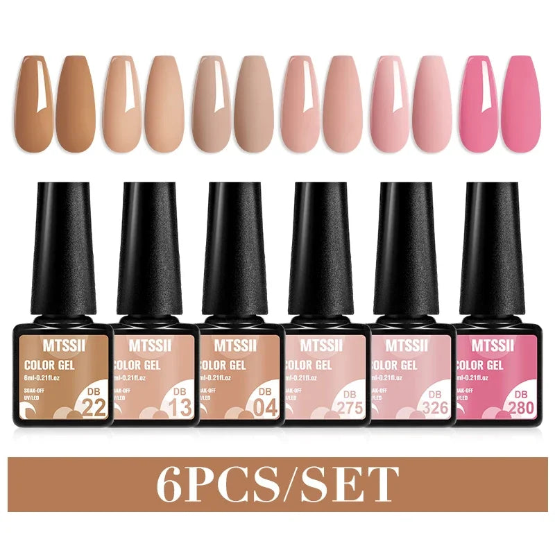 Sparkly LED UV Nail Gel Polish Manicure Kit 6PCS/Set