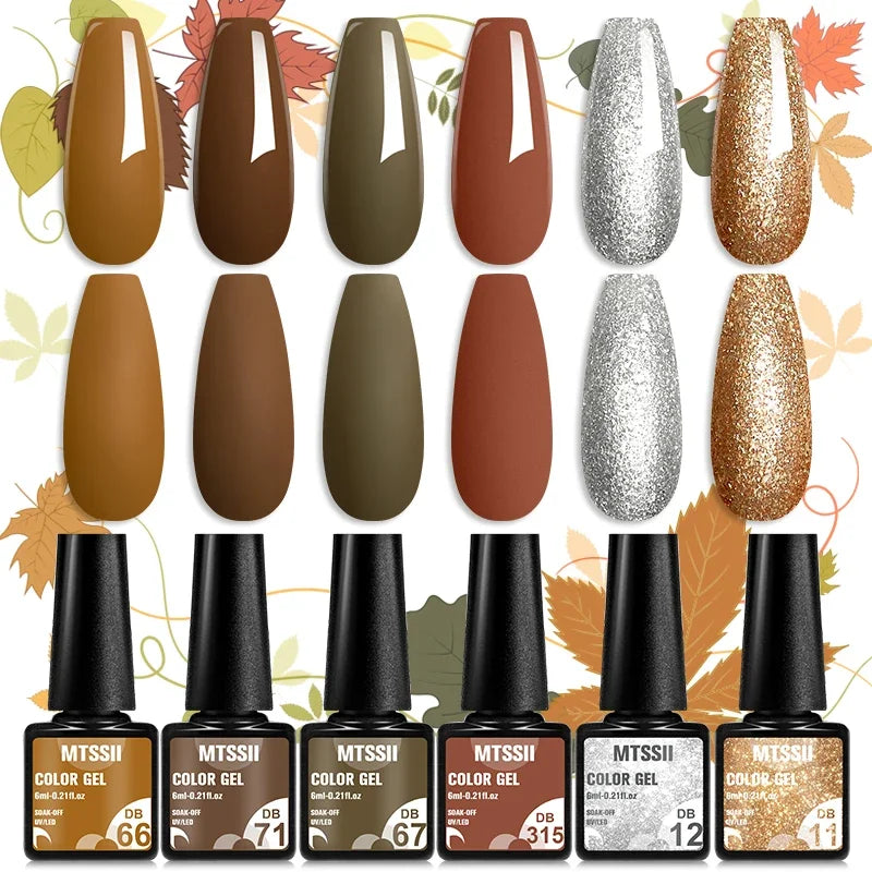 Sparkly LED UV Nail Gel Polish Manicure Kit 6PCS/Set