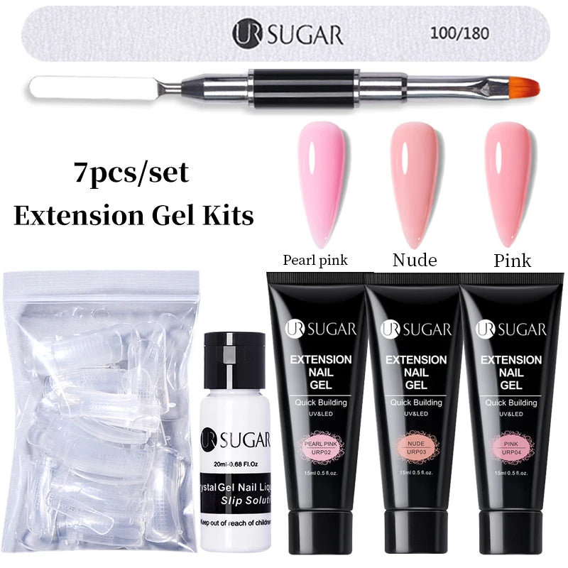 Semi-Permanent UV Hard Nail Extension Gel Varnish Set