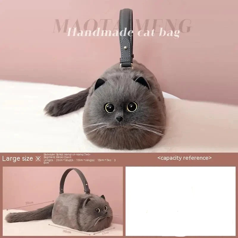Soft Hand Made Plush Cute Cat Hand Bag