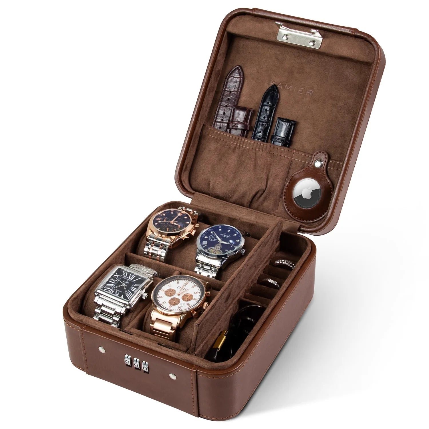 Watch Case Jewelry Organizer with Combination Lock