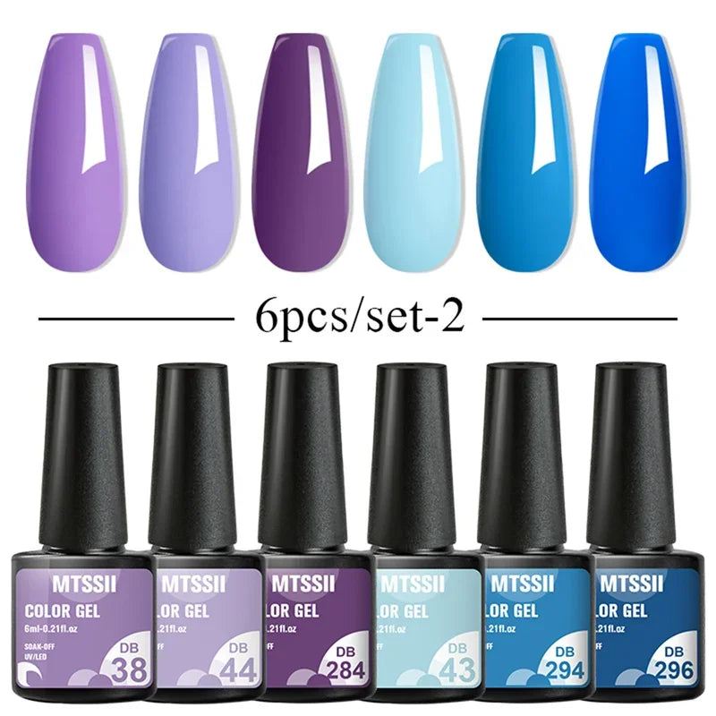 Sparkly LED UV Nail Gel Polish Manicure Kit 6PCS/Set