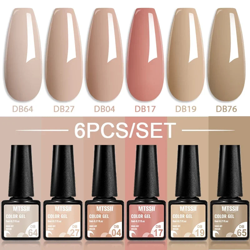 Sparkly LED UV Nail Gel Polish Manicure Kit 6PCS/Set