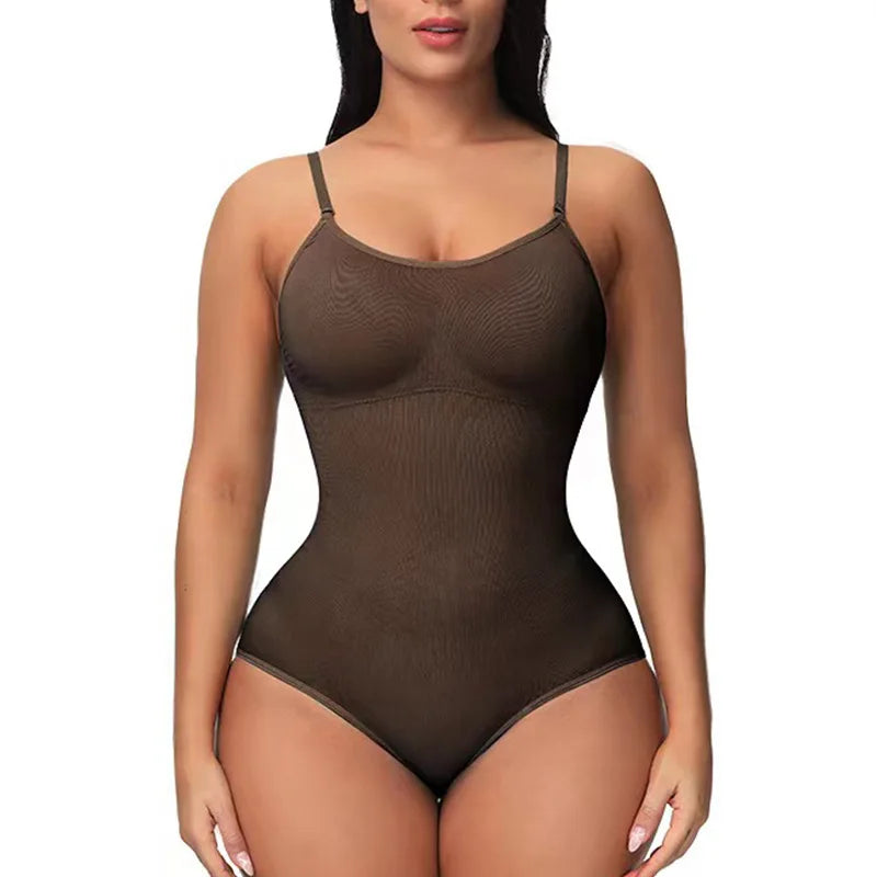 V Neck Spaghetti Strap Open Crotch Shapewear Bodysuits