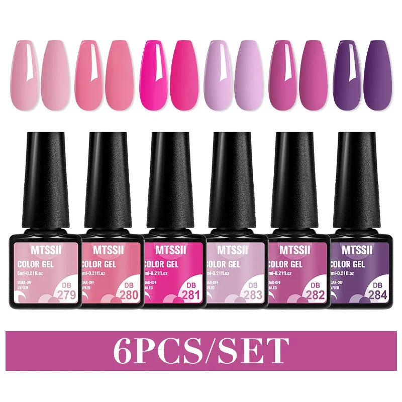 Sparkly LED UV Nail Gel Polish Manicure Kit 6PCS/Set