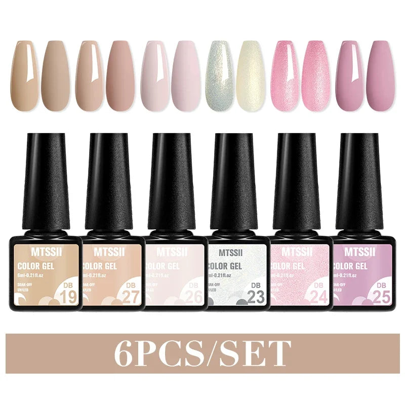 Sparkly LED UV Nail Gel Polish Manicure Kit 6PCS/Set