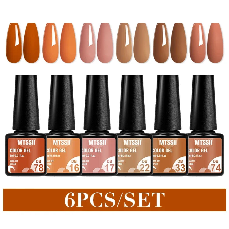 Sparkly LED UV Nail Gel Polish Manicure Kit 6PCS/Set