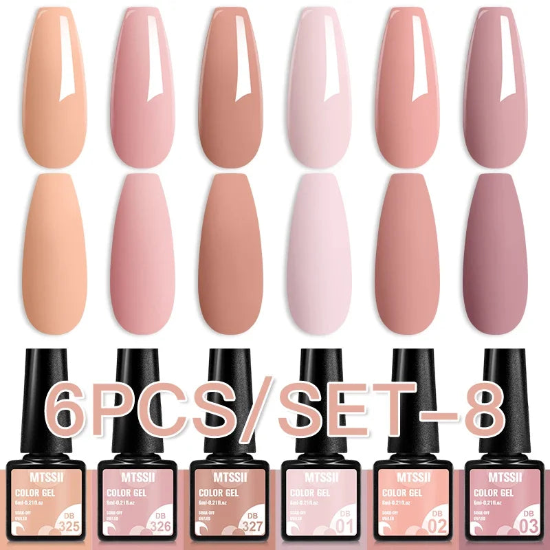 Sparkly LED UV Nail Gel Polish Manicure Kit 6PCS/Set