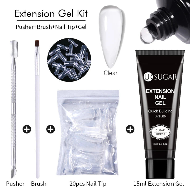 Semi-Permanent UV Hard Nail Extension Gel Varnish Set
