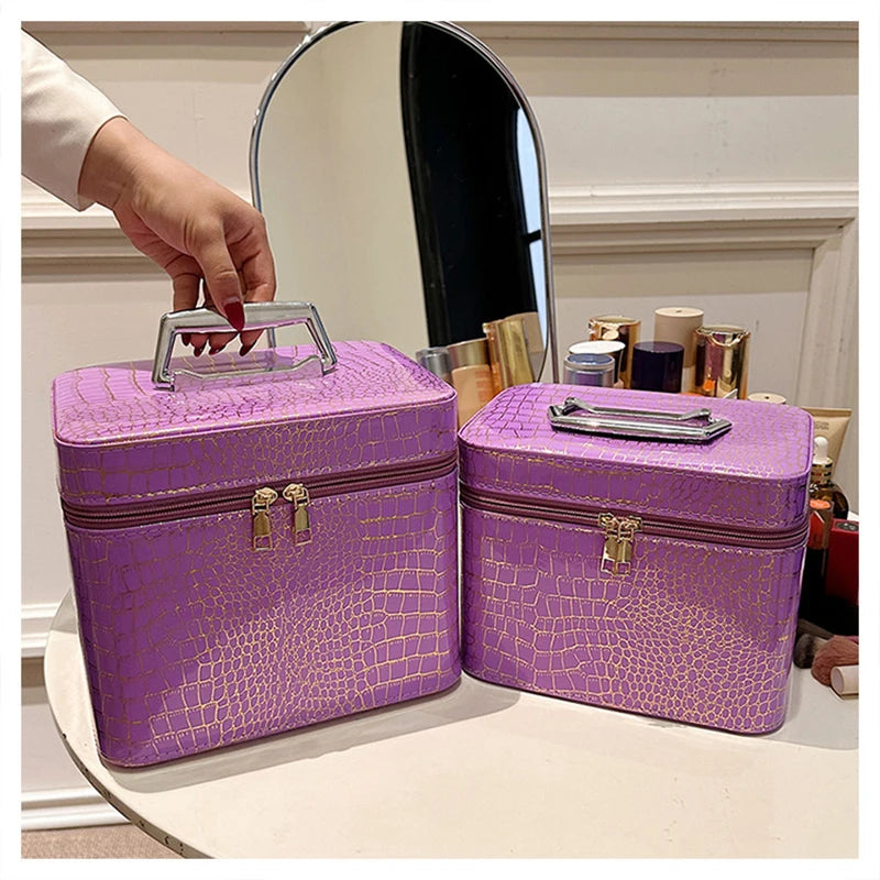 Large-Capacity Cosmetic Organizer Bag with Mirror