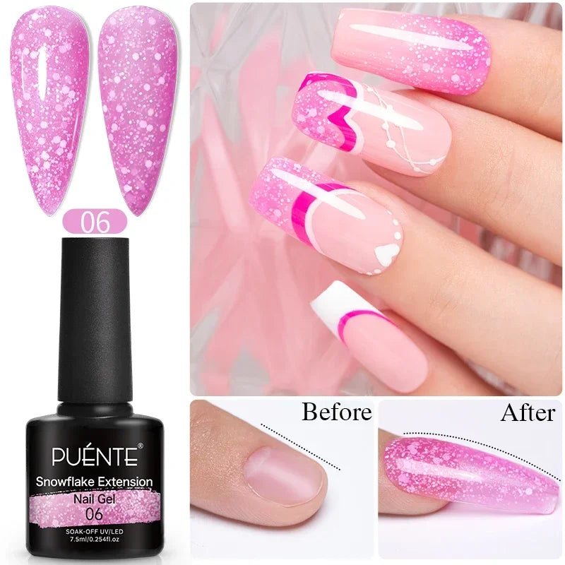 Glitter Poly Nail Gel Hema Free Semi-Permanent UV Nail Varnish