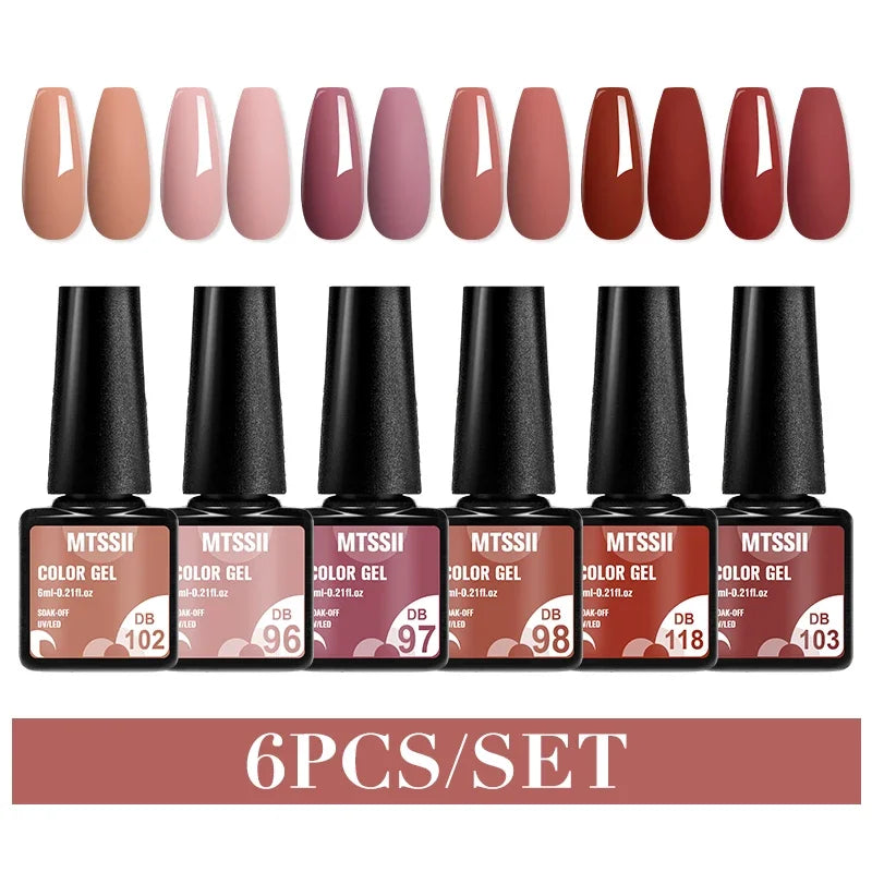 Sparkly LED UV Nail Gel Polish Manicure Kit 6PCS/Set