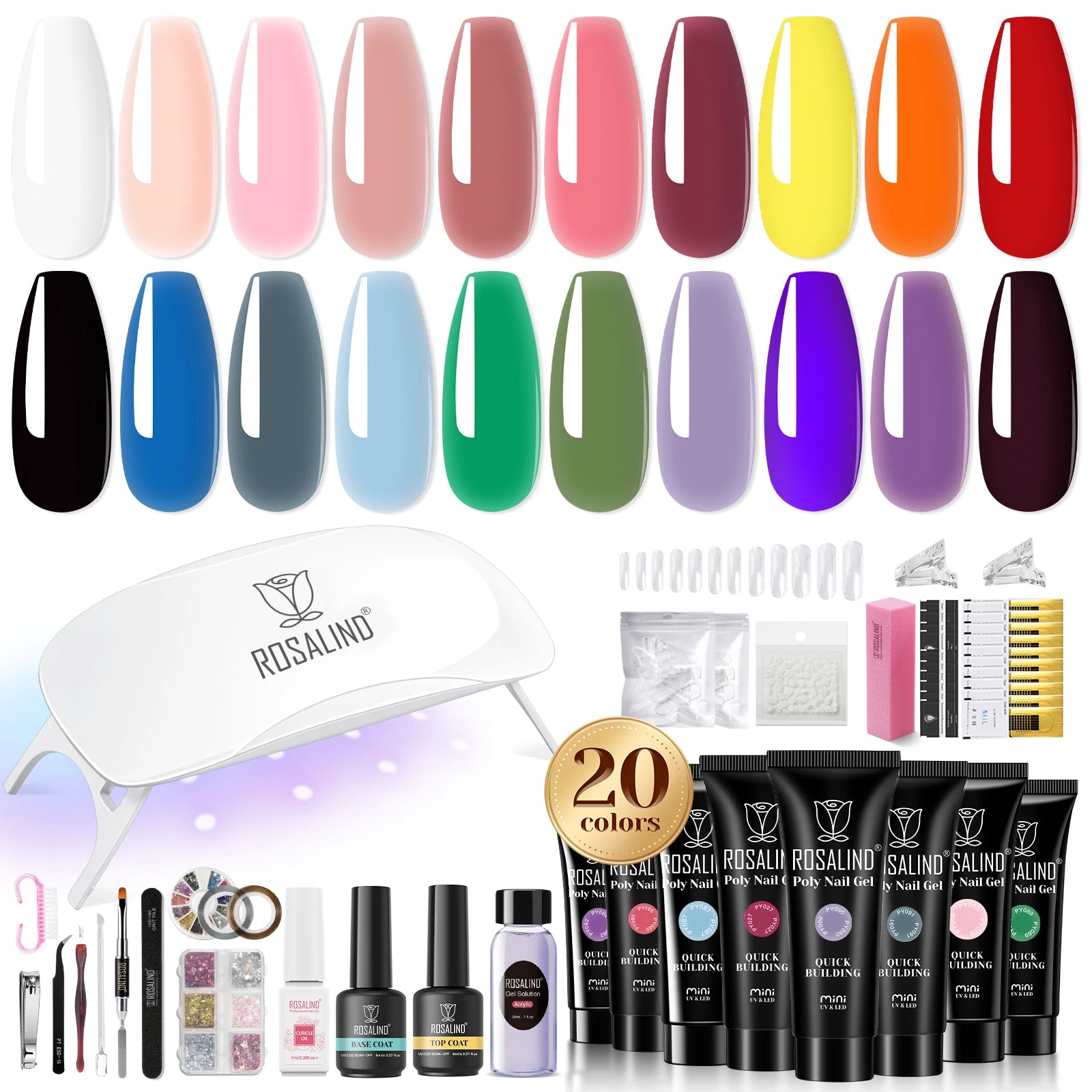 Poly Nail Gel Kit with Mini UV Nail Lamp, Crystal Gel for Nail