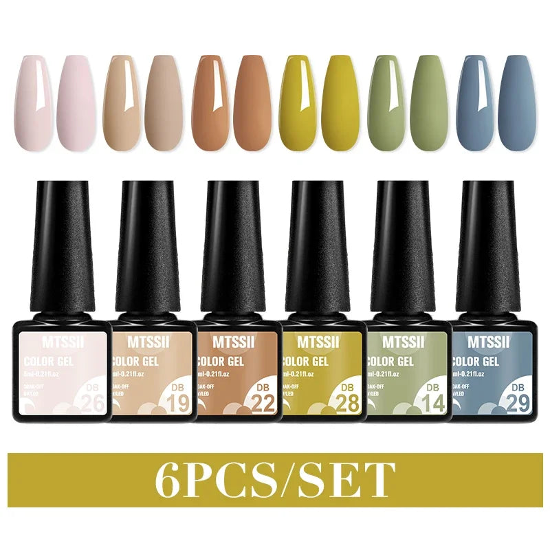 Sparkly LED UV Nail Gel Polish Manicure Kit 6PCS/Set