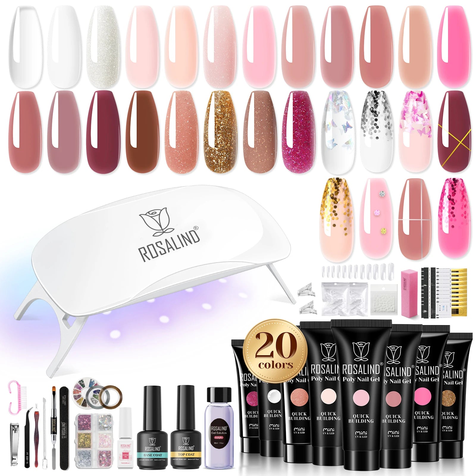 Poly Nail Gel Kit with Mini UV Nail Lamp, Crystal Gel for Nail