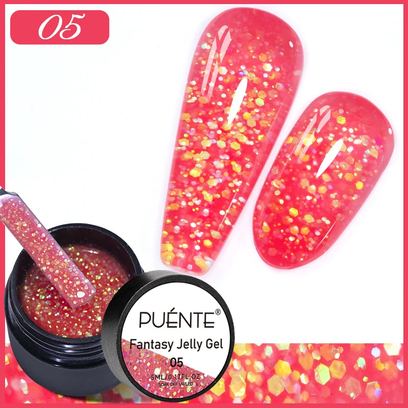 Glitter Poly Nail Gel Hema Free Semi-Permanent UV Nail Varnish