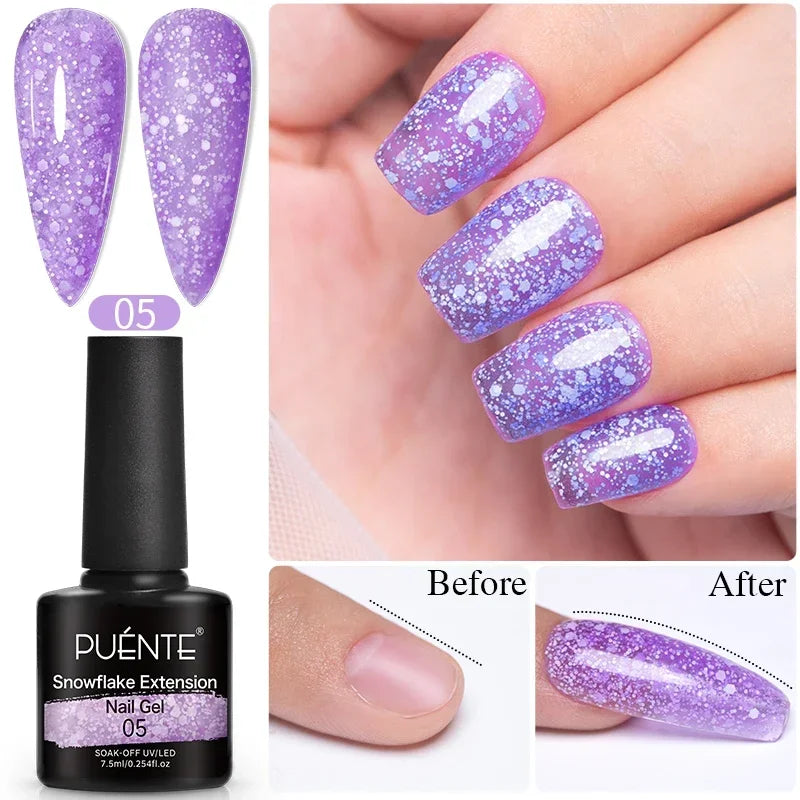 Glitter Poly Nail Gel Hema Free Semi-Permanent UV Nail Varnish