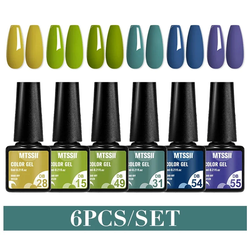 Sparkly LED UV Nail Gel Polish Manicure Kit 6PCS/Set