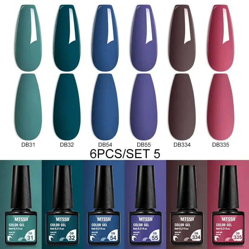 Sparkly LED UV Nail Gel Polish Manicure Kit 6PCS/Set