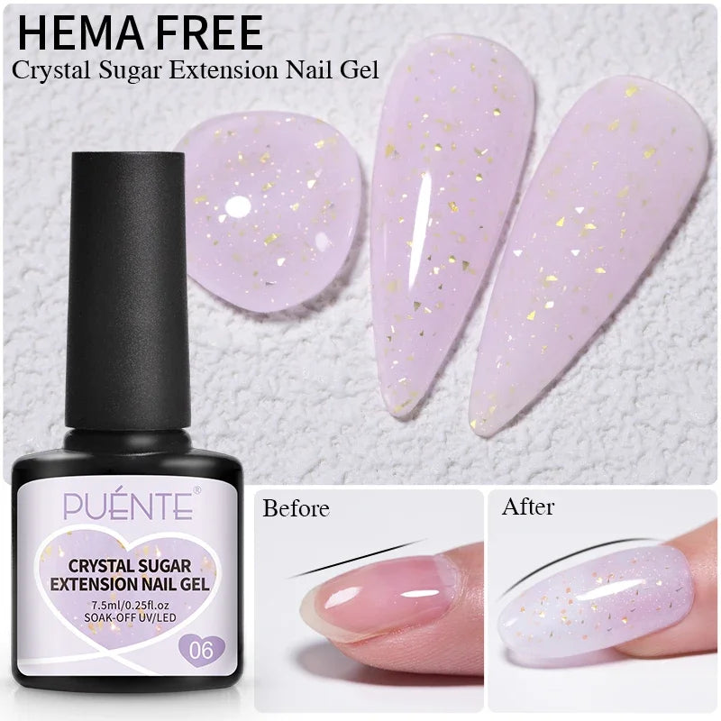 Glitter Poly Nail Gel Hema Free Semi-Permanent UV Nail Varnish