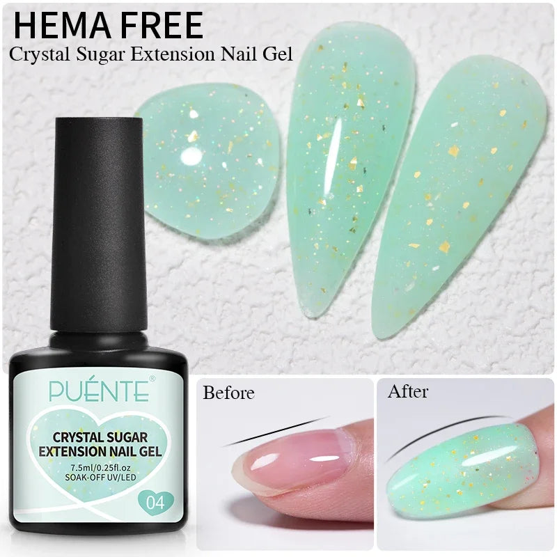 Glitter Poly Nail Gel Hema Free Semi-Permanent UV Nail Varnish