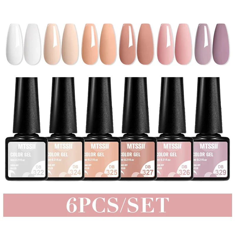 Sparkly LED UV Nail Gel Polish Manicure Kit 6PCS/Set