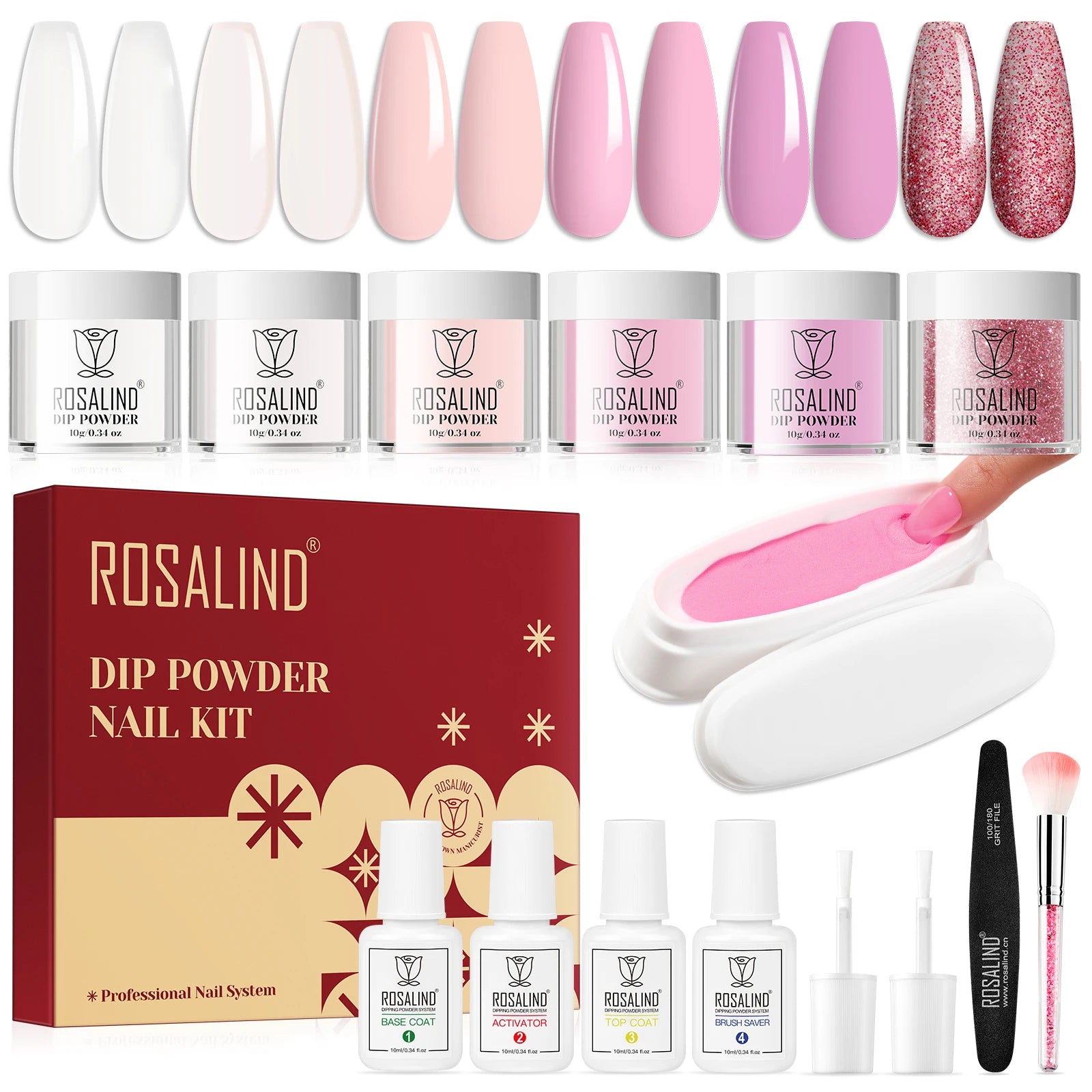 Nail Dip Powder Liquid Starter Kit Set 6 Colors