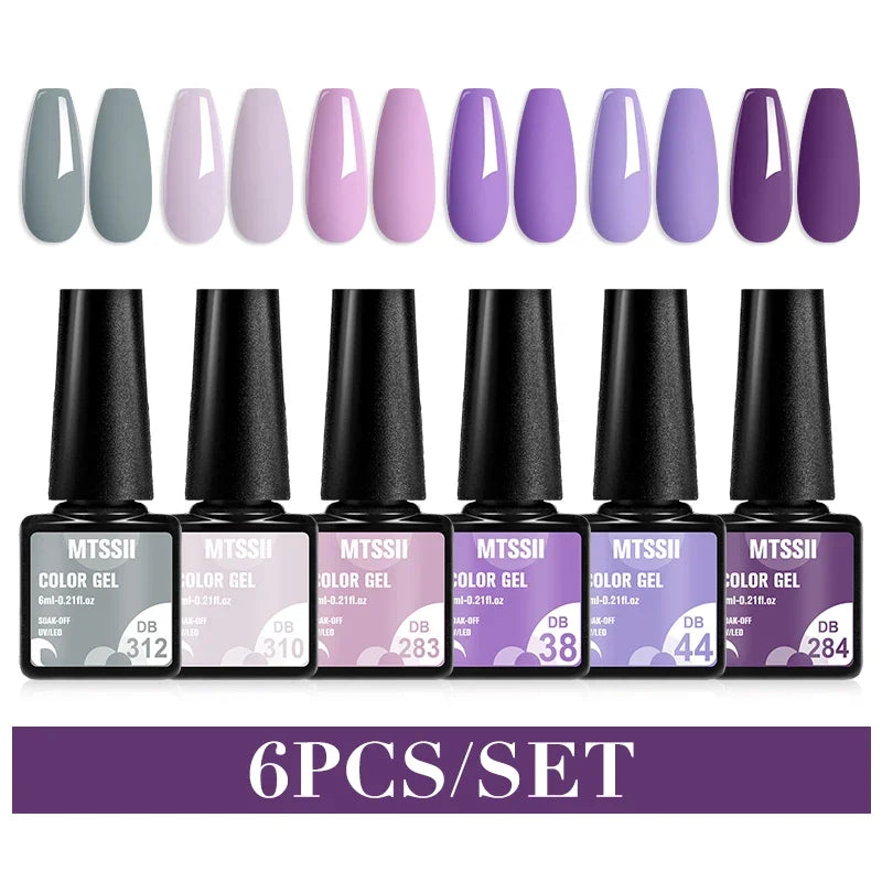 Sparkly LED UV Nail Gel Polish Manicure Kit 6PCS/Set
