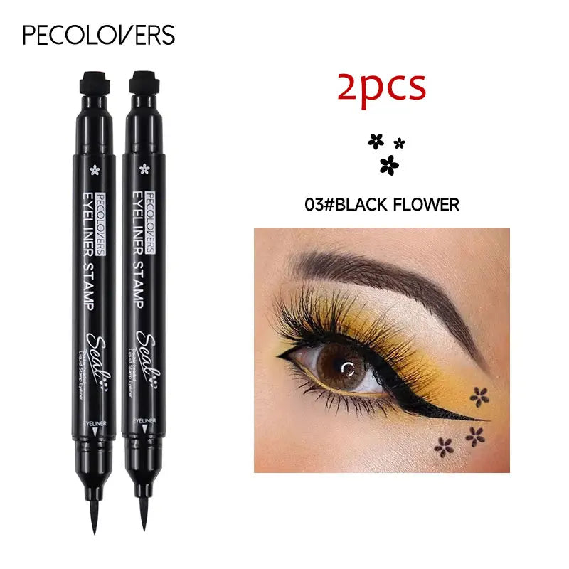 Long-lasting Black Star Liquid Eyeliner Stamp Pencil 2 in 1 Waterproof