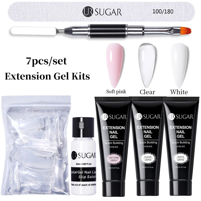 Semi-Permanent UV Hard Nail Extension Gel Varnish Set