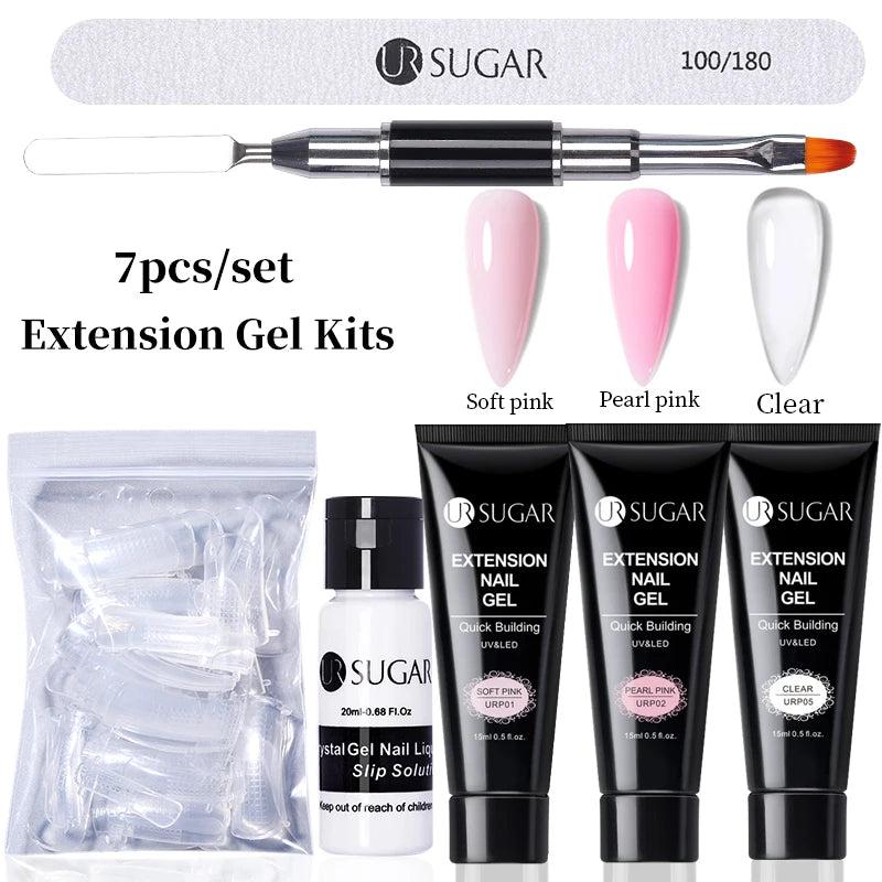 Semi-Permanent UV Hard Nail Extension Gel Varnish Set